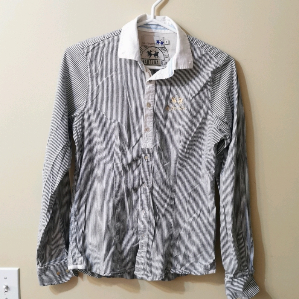 La Martina, 2, Blue White Argentina Button Up Polo
